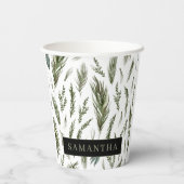 水彩ウィンターグリーンシームレスパターン 紙コップ (裏面)