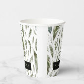 水彩ウィンターグリーンシームレスパターン 紙コップ (右)