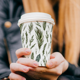 水彩ウィンターグリーンシームレスパターン 紙コップ