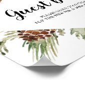 水彩ウィンターグリーンパインツリー&パインコーン位置 ポスター (角)