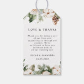 水彩ウィンターグリーンパインツリー&白い花 ギフトタグ (正面)