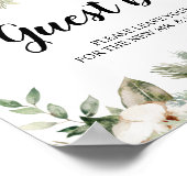 水彩ウィンターグリーンパインツリー&白い花 ポスター (角)