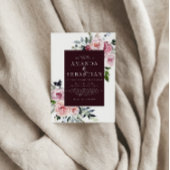 水彩ウィンターピンクフローラフレームウェディングパーティー 招待状