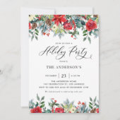 水彩ウィンターフラワーズホリデーパーティー 招待状 (正面)