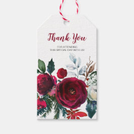 水彩ウィンターブルゴーニュ花ベビーありがとう ギフトタグ