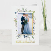 水彩ウィンターブルーフローラニューリュウズ金ゴールド 箔シーズンカード (正面)