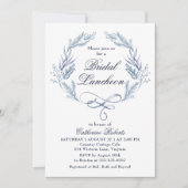 水彩ウィンターブルーフローラブライダルルンチョン 招待状 (正面)