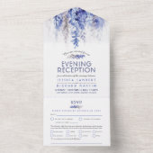 水彩ウィンターブルー夕べ披露宴結婚ズ オールインワン招待状 (内側)