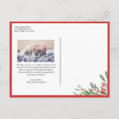 水彩ウィンターベリーとホリー写真クリスマス シーズンポストカード (裏面)