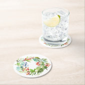 水彩ウィンターベリーホリーとジュニパークリスマス ラウンドペーパーコースター (インサイチュ)