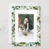 水彩ウィンターベリー変成離れクリスマス シーズンカード (正面)