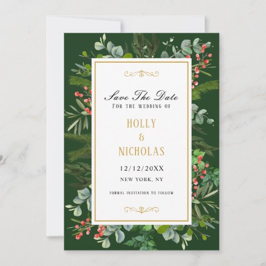 水彩ウィンターホリデーベリースクリプト セーブザデート (正面)