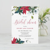 水彩ウィンターポインセチアブライダルシャワー 招待状 (スタンド正面)