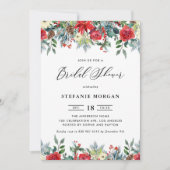 水彩ウィンター開花ガーランドブライダルシャワー 招待状 (正面)