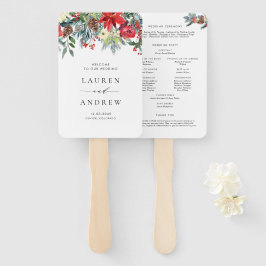 水彩ウィンター開花ガーランド結婚式 プログラム ハンドファン