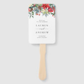 水彩ウィンター開花ガーランド結婚式 プログラム ハンドファン (正面)