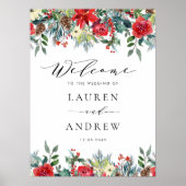 水彩ウィンター開花フローラガーラン結婚ズ ポスター (正面)