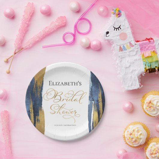 水彩ウェディングシャワーの紙皿 | アブストラクト ペーパープレート (パーティー)