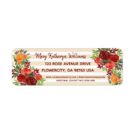 水彩ウェディングシャワーバラ差出人住所 ラベル