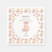 水彩ウェディングシャワー　ローズケーキのレイヤードパターン スタンダードカクテルナプキン (正面)