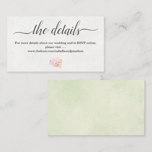 水彩ウェディング詳細ウェブサイト同封カード エンクロージャーカード (正面/裏面)