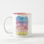 水彩ウェディング プライズマグ あなたは私のブライズメイドになってくれますか ツートーンマグカップ (左)