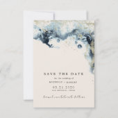 水彩ウェーブコラージュ写真デートの保存 招待状 (正面)