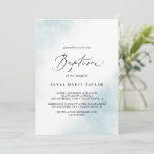 水彩ウォッシュ | 青い洗礼 招待状 (スタンド正面)