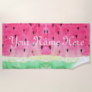 水彩ウオーターメロンモノグラパーソナライズされたム ビーチタオル