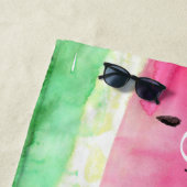 水彩ウオーターメロンモノグラパーソナライズされたム ビーチタオル (インサイチュ)