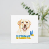 水彩ウクライナイエロー・ラブラドール・レトリーバーとバタフライスクエア カード (スタンド正面)