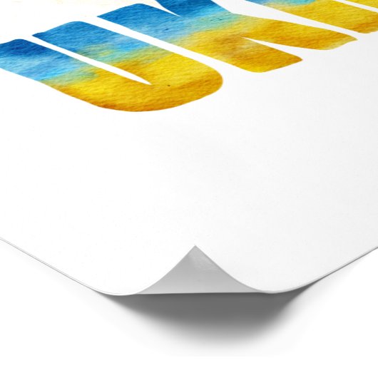 水彩ウクライナイエロー・ラブラドール・レトリーバーと蝶 ポスター (角)