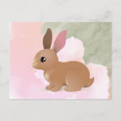 水彩ウサギかわいいピンクの復活祭の動物 ポストカード (正面)