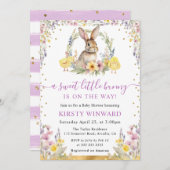 水彩ウサギとワイルドフラワーベイビーシャワー 招待状 (正面/裏面)