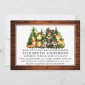 水彩ウッドランドアニマルズウッドベビーシャワー 招待状 (正面)