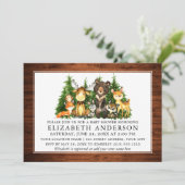 水彩ウッドランドアニマルズウッドベビーシャワー 招待状 (スタンド正面)