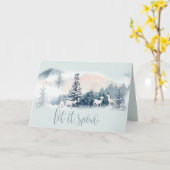 水彩ウッドランドウィンターホワイトヤギ カード (黄色い花)