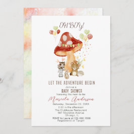 水彩ウッドランドエレガントパーティーベビーシャワー 招待状