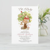 水彩ウッドランドエレガントパーティーベビーシャワー 招待状 (スタンド正面)