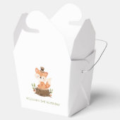 水彩ウッドランドキツネセージ緑の誕生日パーティー フェイバーボックス (オープン)