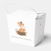 水彩ウッドランドキツネセージ緑の誕生日パーティー フェイバーボックス (裏面サイド)