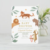 水彩ウッドランドサファリ動物可愛いqrコード 招待状 (スタンド正面)