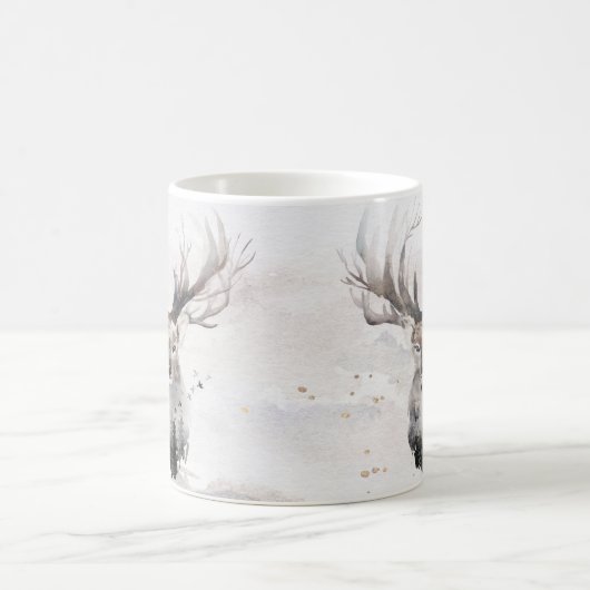 水彩ウッドランドディアウィンターマグ コーヒーマグカップ (中央)