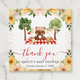 水彩ウッドランドベアーピクニックベビーシャワー フェイバータグ