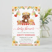 水彩ウッドランドベアーピクニックベビーシャワー 招待状 (スタンド正面)