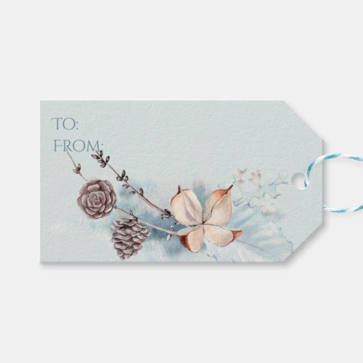 水彩ウッドランドホワイトヤギ ギフトタグ (正面(横))