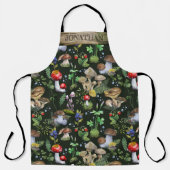 水彩ウッドランドマッシュルームモスパターン名 エプロン (正面)