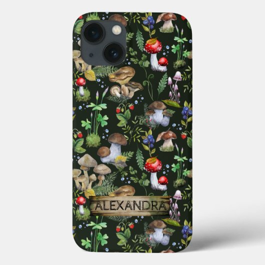 水彩ウッドランドマッシュルームモスパターン名 Case-Mate iPhoneケース (裏面)