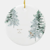 水彩ウッドランドモノグラム1年退職した セラミックオーナメント (裏面)