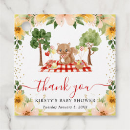 水彩ウッドランドリスのピクニックベイビーシャワー フェイバータグ